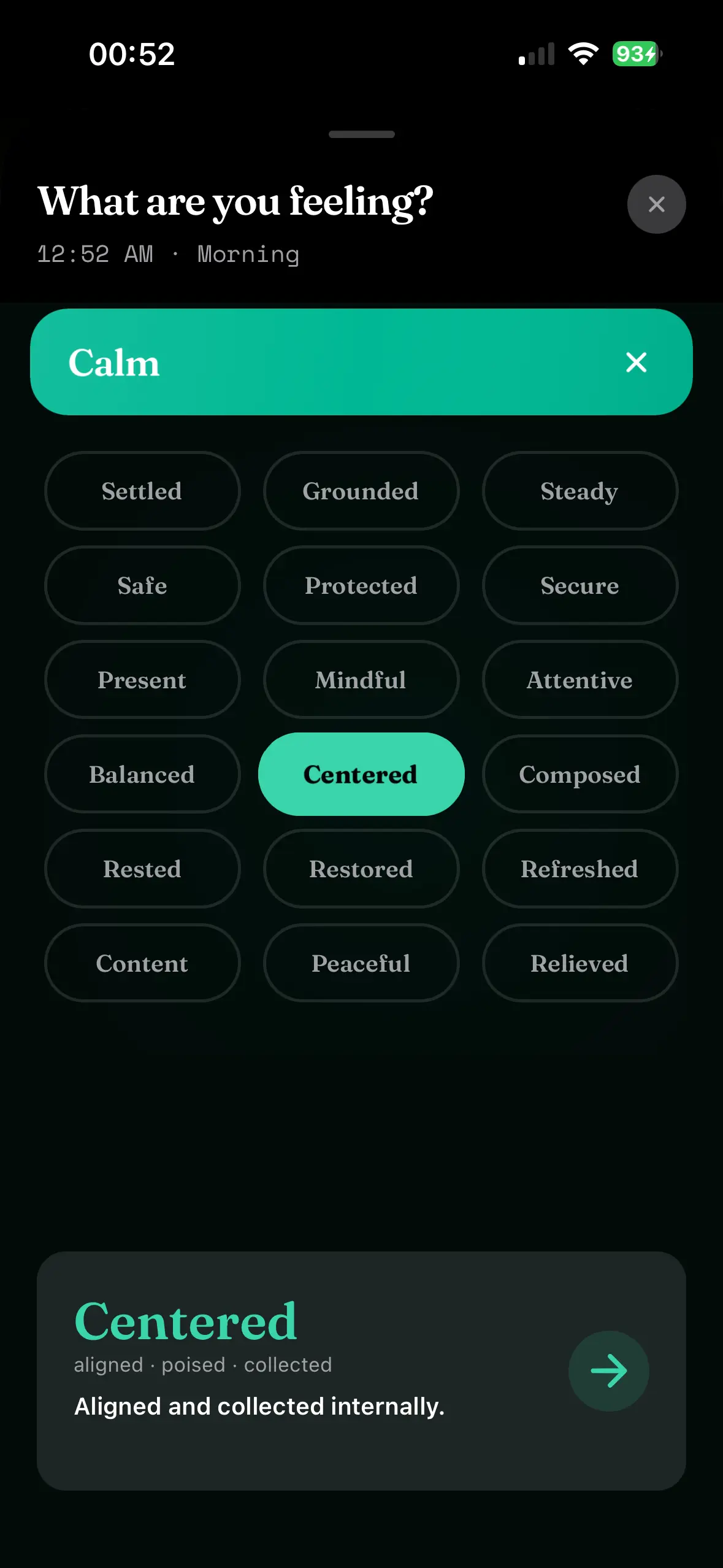 Mosaic calm emotion selection