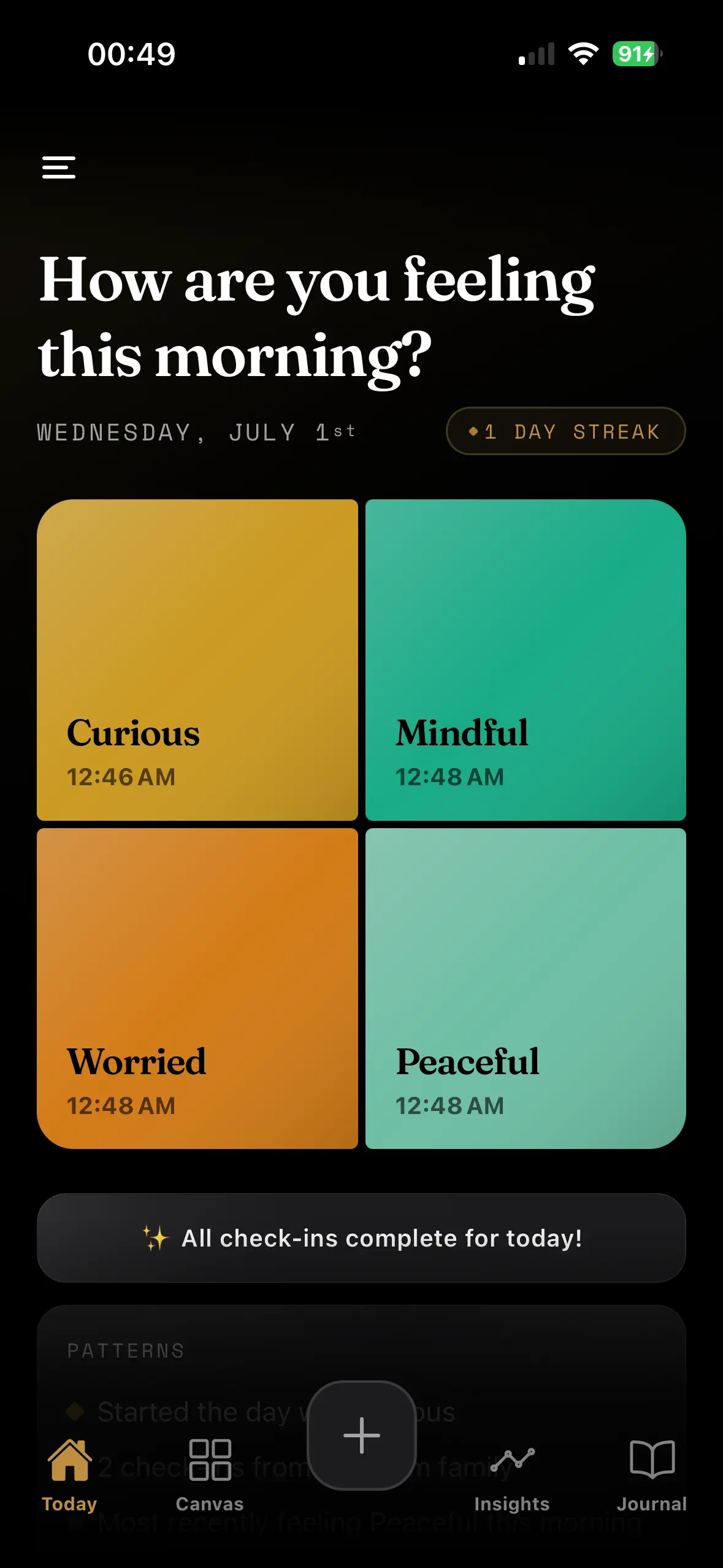 Mosaic today screen